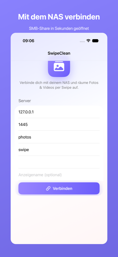 SwipeClean – Swipe-Ansicht