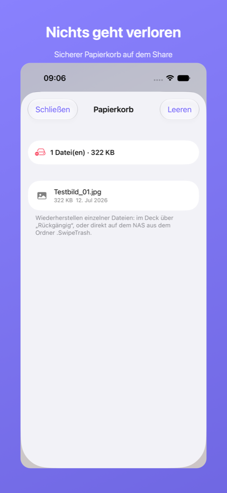 SwipeClean – Papierkorb